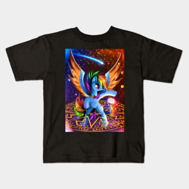 Rainbow Dash - Magic Circle Kids T-Shirt by Darksly